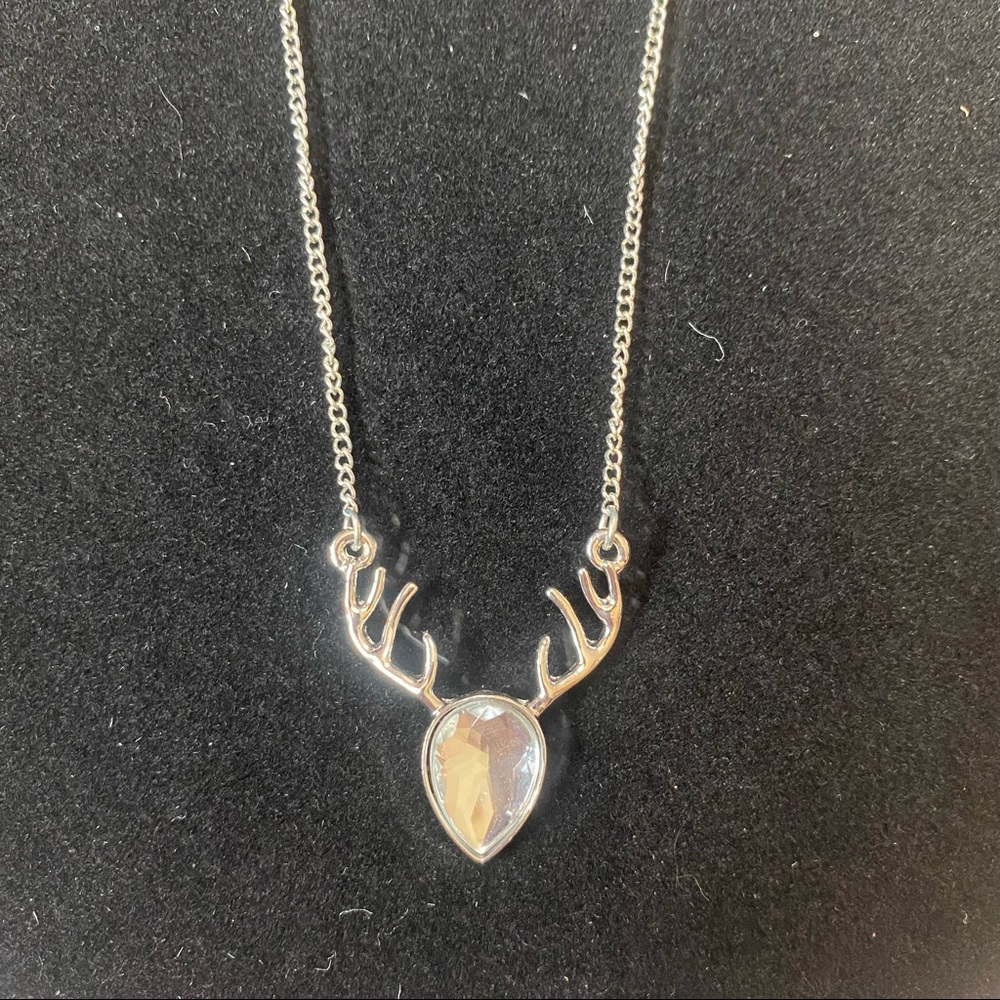 Clear Crystal Deer Antlers Necklace